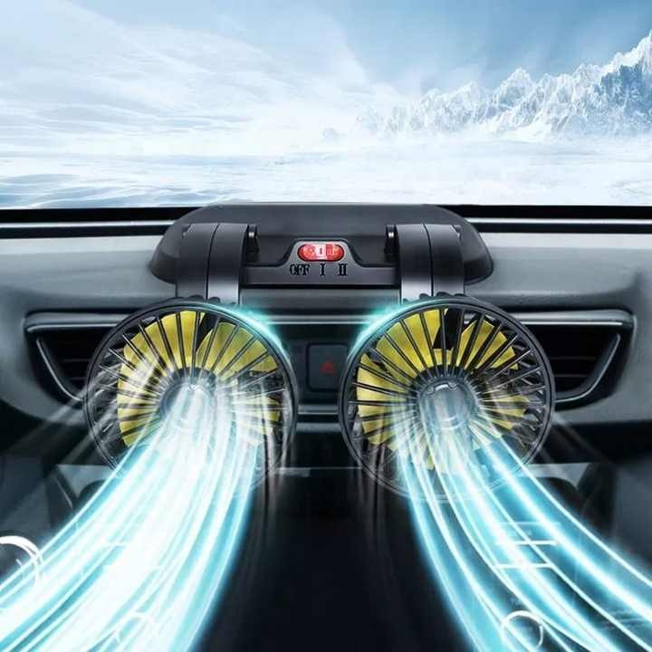 12v Car Dashboard cooling fan, dual head fan 360 degree rotation Fan for Cars