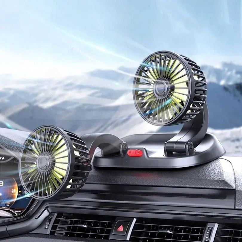 12v Car Dashboard cooling fan, dual head fan 360 degree rotation Fan for Cars
